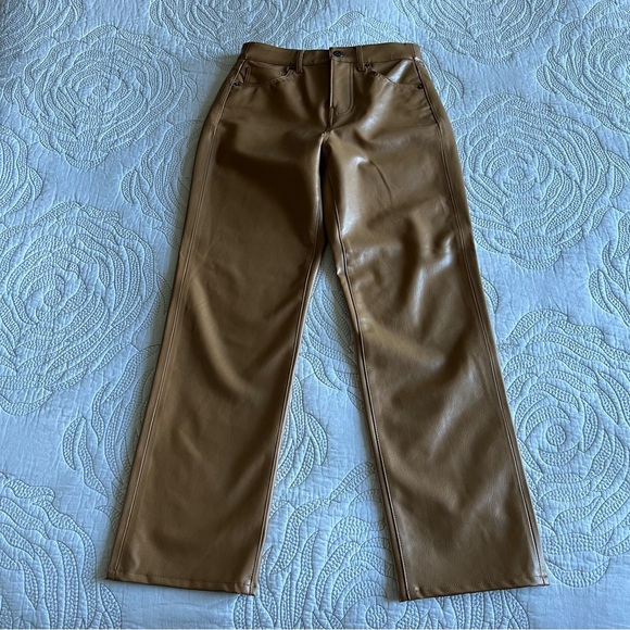 Veronica Beard - Joey Vegan Leather Straight-Leg Pant - Cognac - Picture 4 of 15